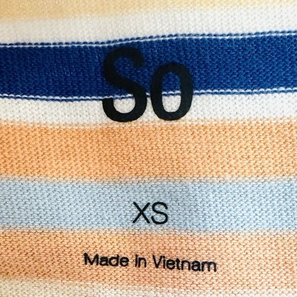 NWT SO Juniors Long Sleeve Pullover Round Neck Striped Mulit-Colored Shirt Sz XS - Picture 10 of 12